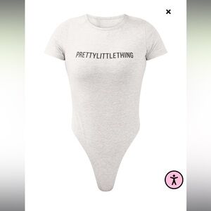 PRETTYLITTLETHING Ash Grey Logo Short Sleeved
Bodysuit